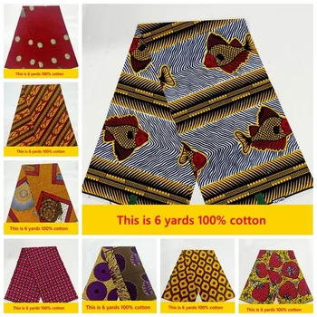 Анкара Плат Африкански истински восъчен печат за рокля 100% памук 2023 Гана Pagne восък Africain Loincloth Африкански Анкара Fabric 6yard