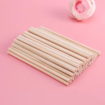 100pcs дървени кръгли дюбелни пръти занаятчийски пръчки за дървообработване DIY сграда модел играчка модел вземане материали (10 х 05cm)