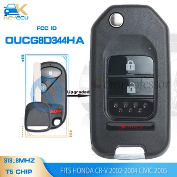KEYECU OUCG8D-344H-A Обновен Flip Remote Key Fob 313.8MHz T5 за Honda 2002-2004 CR-V / 2003-2005 Civic (Si) / 2005 Елемент
