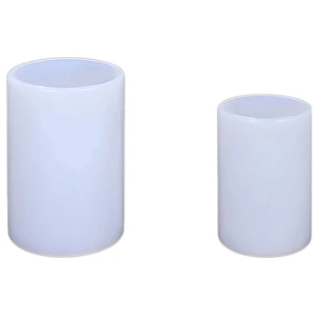 Цилиндрични форми за свещи за производство на свещи, стълб свещ силиконови форми за смола леене епоксидна плесен (2бр)