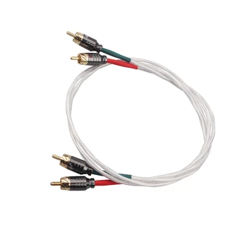 Pair посребрен RCA кабел 2Cores HiFi аудио Interconnect сигнална линия 3mm