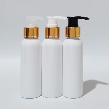 50pcs 100ml празен бял черен козметичен лосион за тяло контейнер със златна помпа за шампоан душ гел течен сапун за почистване на лице