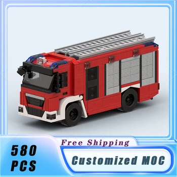 Градско превозно средство пожарна кола MOC строителни блокове модел тухли комплекти сглобяване колекция дисплей детски играчки подаръци 580PCS