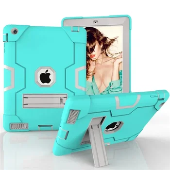 Funda За Ipad 2 3 4 Случай A1395 A1396 A1397 A1416 A1430 A1403 Модели Shell Safe Kids Armor Soft Shockproof Silicon + Hard Cover
