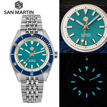 San Martin NH35 Автоматичен механичен ръчен часовник Сапфирено стъкло 200M водоустойчив часовник за гмуркане SN0115 Моден луксозен часовник за мъже