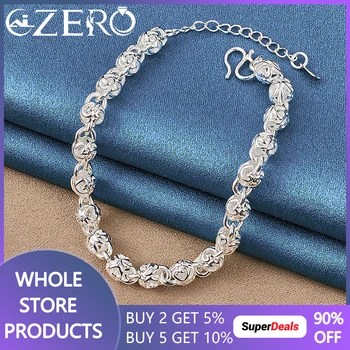 ALIZERO 925 стерлинги сребърни геометрични мъниста гривна верига за жени мода сватбено парти чар бижута на едро празник подарък