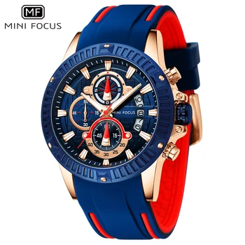 Топ марка MINI FOCUS часовник за мъже водоустойчива силиконова каишка кварцов хронограф мъжки ръчни часовници Luminous Relogio Masculino