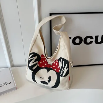 Disney карикатура Мини Мики Маус сладък Чанта за рамо чанта Открито училище Платнена чанта