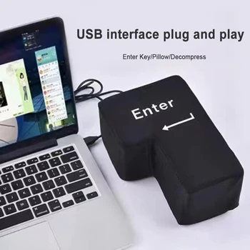 Big USB Enter Key Vent Pillow Soft Computer Button Return Key For Offices Decompression Pillow Stress Relief Toy Enter Button