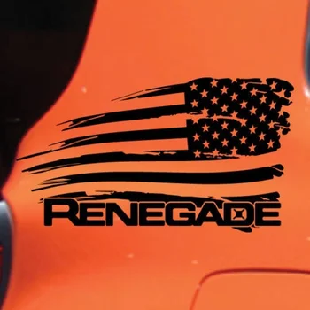 За 1Pair Jeep Renegade Distressed American Flag Graphic Vinyl Decal Стикер Side Chrome