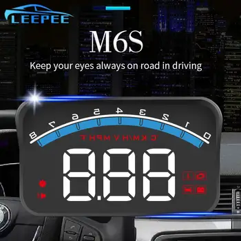 LEEPEE кола главата нагоре дисплей HUD дисплей скоростомер M6S предното стъкло екран проектор цифрова аларма за сигурност OBD2