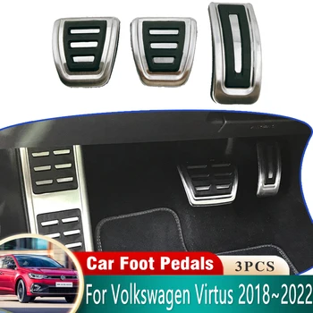  Накладка за педали за автомобилни спирачки за Volkswagen VW Virtus Polo Sedan Skoda Slavia 2018 ~ 2022 Неръждаема стомана без хлъзгане без сондажни педали Cover