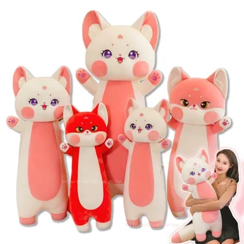 70-130cm Гигантски дълъг Kawaii котка приказка червена лисица плюшена играчка плюшено животно котка прегръдка възглавница възглавница за момичета подарък за рожден ден