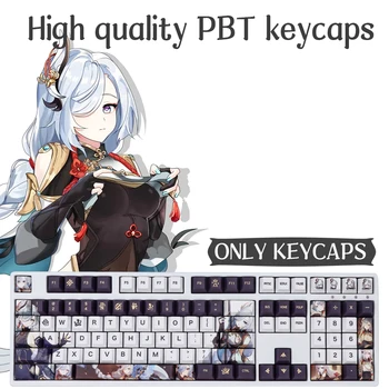 Genshin Impact Shenhe Keycaps 136 клавиша PBT аниме череша профил PBT боя сублимация механична клавиатура Keycap