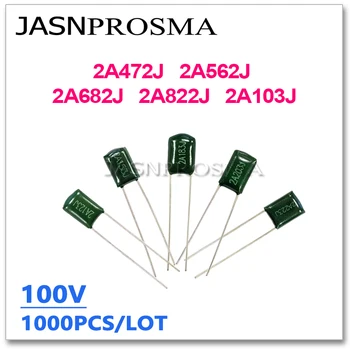 JASNPROSMA 1000PCS 100V 2A472J 2A562J 2A682J 2A822J 2A103J 4.7NF 5.6NF 6.8NF 10NF 472J 103J 2A 5% полиестер поли филм кондензатор