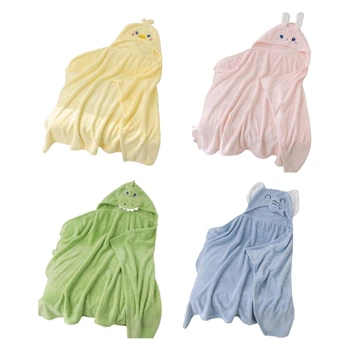 Cartoon Animal Hooded кърпа за баня за 0-6T Детски меки и абсорбиращи коралови руно бебе обвивка одеяло бебе халат