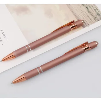 50Pcs розово злато химикалки Push действие бизнес офис подпис писалки училище канцеларски инструменти за писане