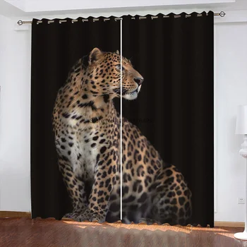 Животински вълк гепард леопард затъмнение завеса кухня спалня декоративни завеса панел прозорец завеси за хол