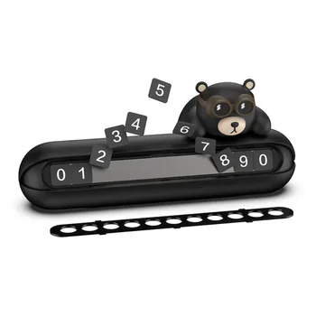 Сладък мечок кола телефонен номер качество кола стайлинг скриване номера временно паркиране карта флип 3D кола визитка авто