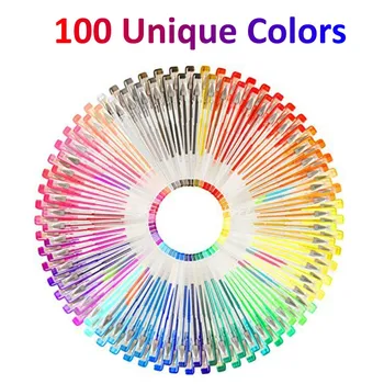 100 цвята гел писалка комплект блясък скица рисуване цвят писалка неонови маркери албуми списания изкуство доставки офис училище канцеларски материали