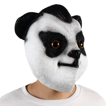 Животински маскарад Парти Съчуан Панда комплект за глава Хелоуин латекс маска унисекс възрастен Cosplay бяла панда животински маска подпори
