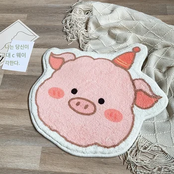 корейски розов прасе килим сладък животински модел меки пухкави плюшени килими деца момичета хол килим спалня килими нехлъзгащи се постелки