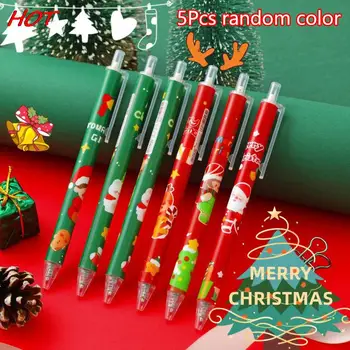 5Pcs Случайни сладък Коледа гел писалка 0.5mm мастило писалки творчески коледни подаръци инструменти за писане Студентски канцеларски материали Училищни пособия
