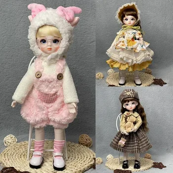 Ръчно изработена DIY 30cm кукла 1/6 BJD кукла пълен комплект отворена глава сладка принцеса кукла с 3 чифта очи деца и момичета играчка подарък