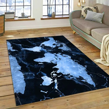 3D цвят мрамор карта на света синьо зелено злато килим килим за дома хол спалня диван изтривалка декор, детска зона килим нехлъзгащ мат
