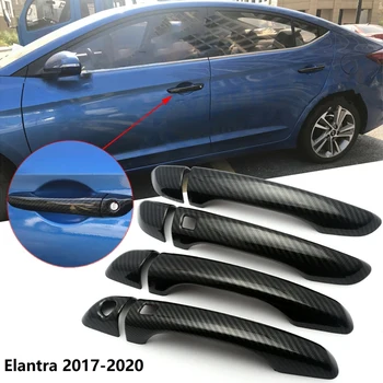 Newfor Hyundai Elantra 2017-2020 Стикер за капак на вратата на вратата от въглеродни влакна (2 бутона)