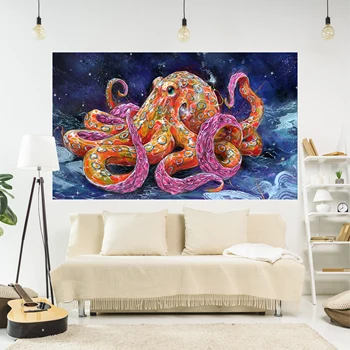 XxDeco Подводно животинско изкуство Октопод Гоблен Хипи стена висящи бохо печатни килими спалня или дом за декорация