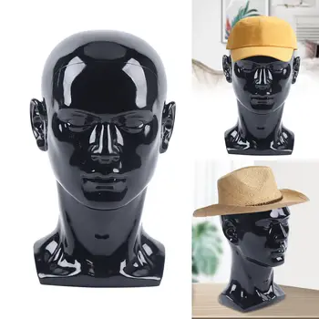 Манекен главата мъжки модел главата PVC манекен главата модел 50 см черен мъжки перука главата витрина