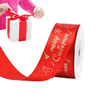 Коледна панделка 25mm Коледна лента за опаковане на подаръци 9.8 ярда опаковъчна лента Празнично парти DIY занаятчийски коледни подаръци опаковки