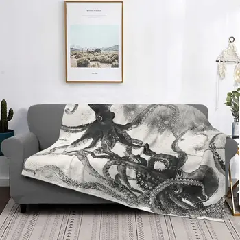 Entacule Octopus Pieuvre Blanket The Rise of Great Cthulhu Flannel Funny Warm Throw Blankets for Chair Covering Sofa Decoration