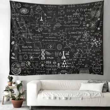 Blackboard дигитално изкуство гоблен, геометрично звездно небе, карикатура карта, декорация на дома стена висящи плат, спалня стена декорация