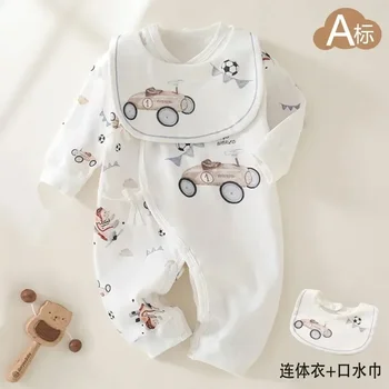 Нови бебешки дрехи пролет и есен бебе есен чист памук обезкостени дрехи ново бебе onesie есен и зима