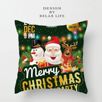 Дядо Коледа Коледен диван възглавница покритие 45x45cm хол декорация калъфка дрямка Pillowsham бебе деца изненада подарък