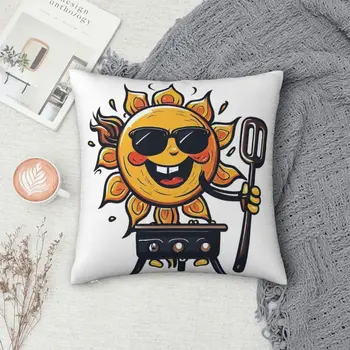 Funny Sun Grill Калъфка за възглавница от полиестер Възглавници Cover Cushion Comfort Throw Pillow Sofa Декоративни възглавници, използвани за домашна спалня