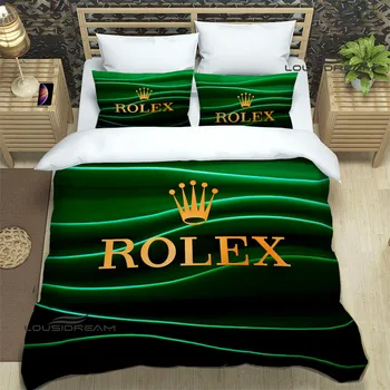 R-Rolex часовник лого печат Спални комплекти изискани легла комплект завивка покритие легло утешител комплект спално бельо комплект луксозен подарък за рожден ден