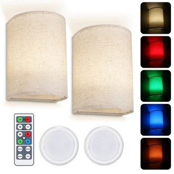 Ретро стена лампа плат сянка светлина димиране стена осветителни тела с дистанционно управление за спалня хол трайни RGB16-цветове