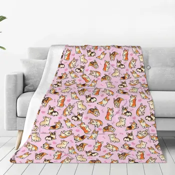 Lovey Corgis в розово одеяло покривка на леглото пътуване меко легло одеяло за двойно легло