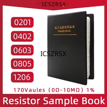 Smd книга резистор комплект 0805 0201 0402 0603 1206 1% SMT чип резистор комплект асортимент комплект 170 стойности примерна книга FR-07 0Ω-10MΩ
