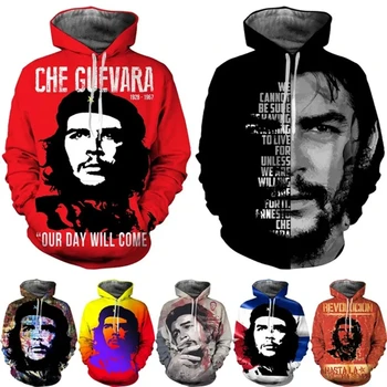 2024 Най-продавани качулки за мъже Ернесто Гевара 3d принт момчета деца y2k качулки суичъри Daily Casual дълъг ръкав пуловери