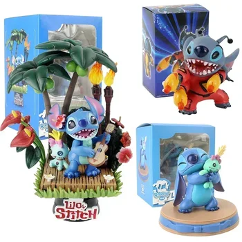 Herocross Disney11-15cm Lilo & Stitch Scrump Figure Dolls Lilo And Stitch Holiday Time D-Select 004 Pvc карикатура декорацияиграчки