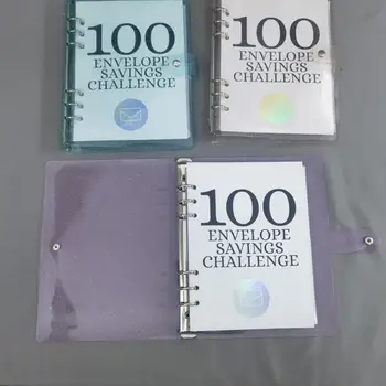 Money Planner 100-дневни пликове Предизвикателство за спестяване на пари Забавна лесна книга за двойки за двойки, за да спестят 5050 с новогодишни пари