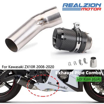 REALZION ZX 10R мотоциклет изпускателен ауспух с 51 мм изпускателна тръба за изпускане на средната тръба за изходна връзка за Kawasaki ZX10R 2008-2020