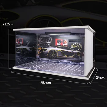 1/18 LED осветление DIY диорама модел Diecast кола дисплей сцена десктоп декор колекция фон стена превозно средство паркинг играчка