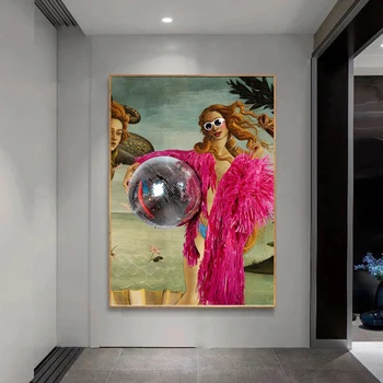 Fun Disco Venus Botticelli Плакати и отпечатъци Платно Живопис Цветни минималистични картини за стена Всекидневна Домашен декор