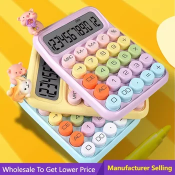 нов сладък цветен калкулатор пишеща машина преносими бутони калкулатор лесна употреба за офис училище дом реколта настолни канцеларски материали