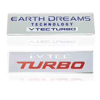 Алуминиев стикер за стайлинг на автомобили i-VTEC VTEC ТУРБО Земни мечти за Honda Капак за кола Калник багажник Decal емблема значка Trim аксесоари